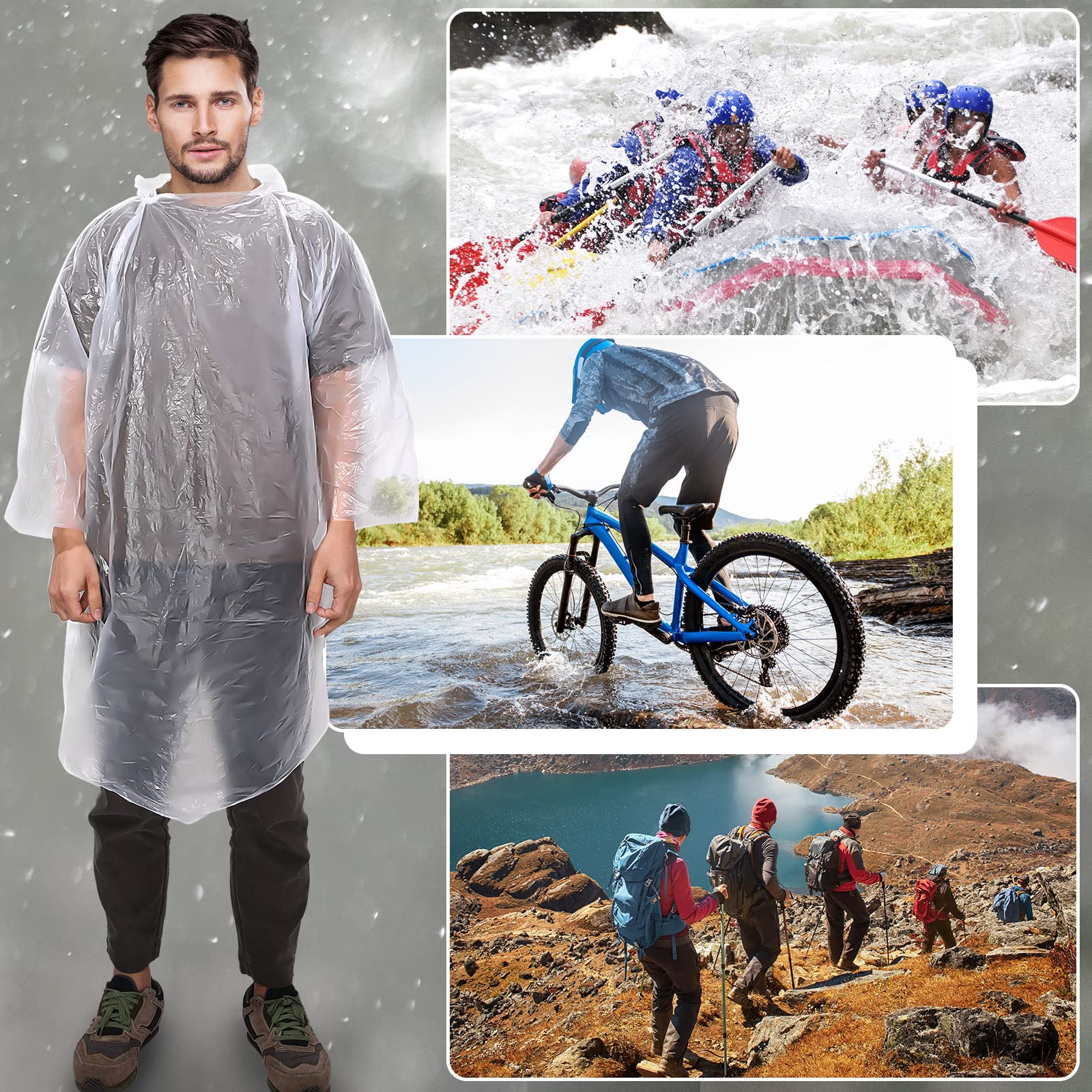 Wesiti 300 Pack Disposable Rain Ponchos with Hood - Waterproof Emergency Rain Gear for Adults, Men & Women - Perfect for Travel, Camping, Hiking, Outdoor Events & Sports Activities