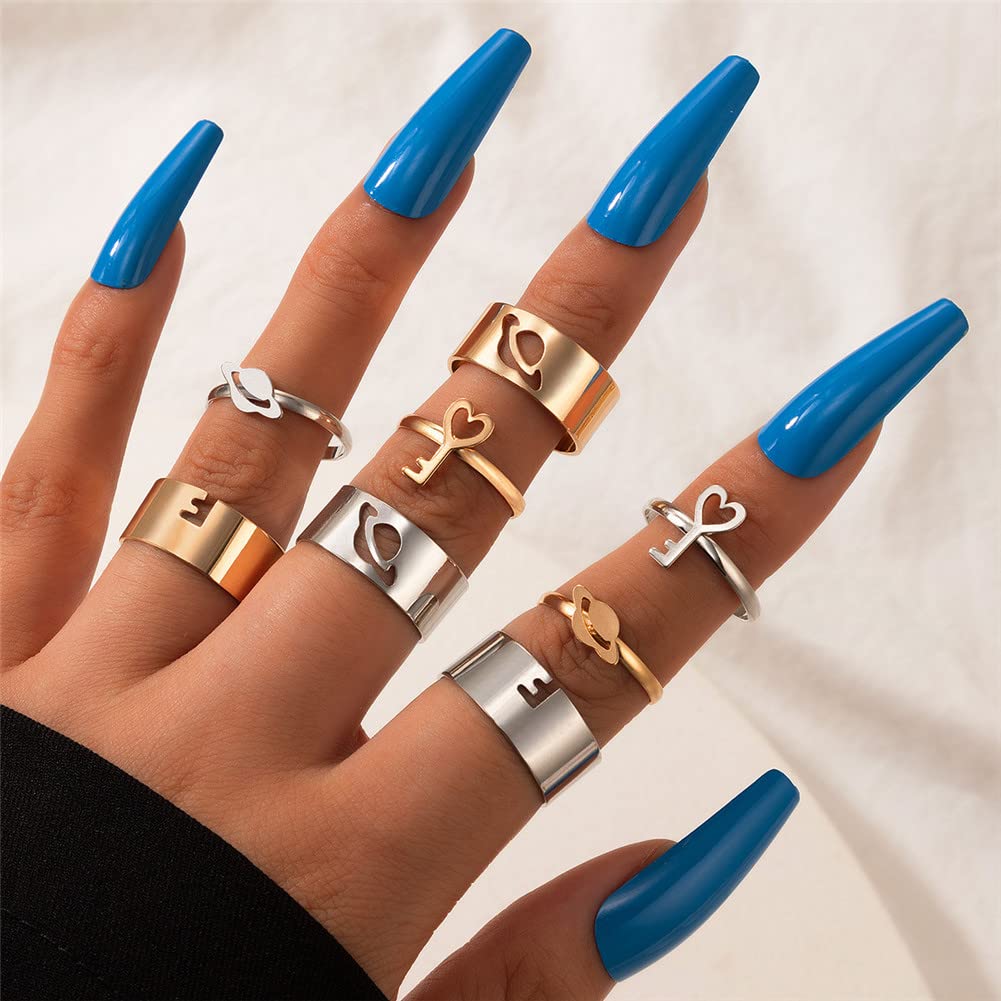 Best Friends BFF Rings for Couples - Matching Love Heart Moon Star Planet Promise Rings for Women & Men | TikTok Y2K Jewelry Gift for Anniversaries, Valentine's Day & Romantic Occasions