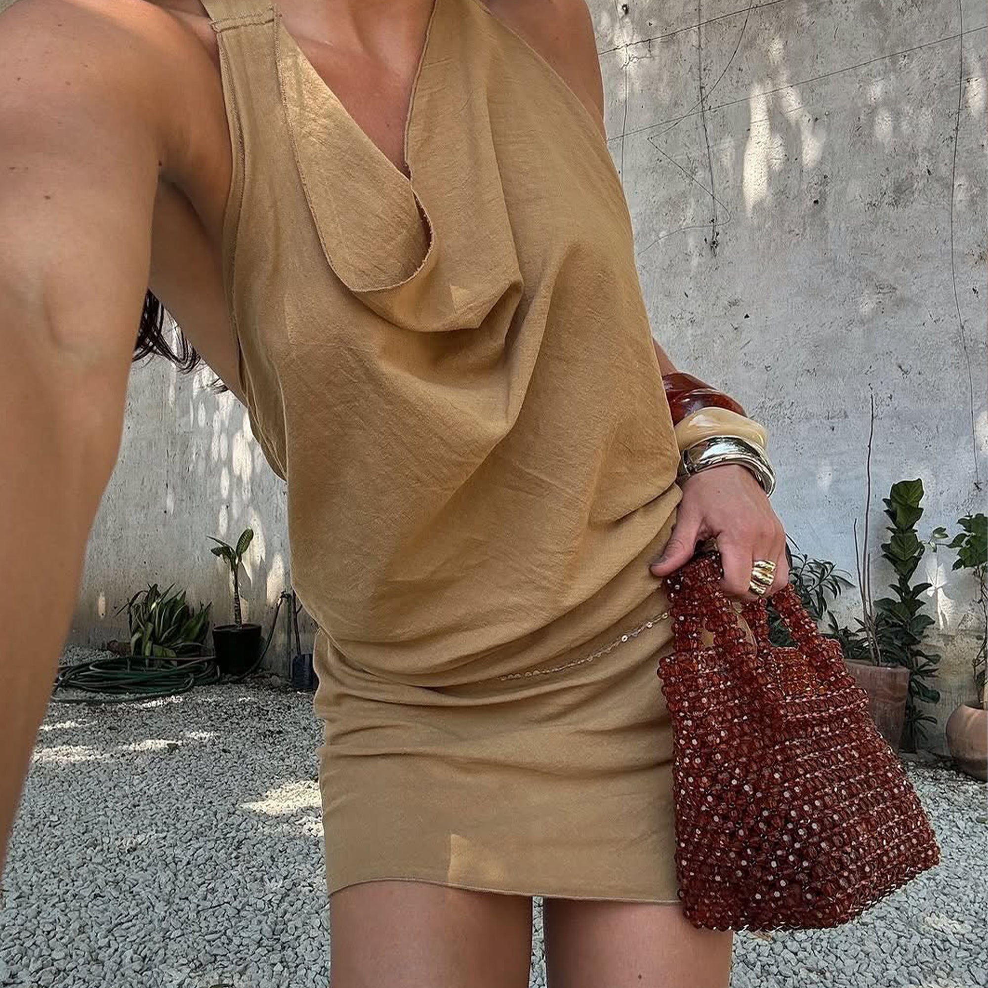 Marel Handbag with Amber Beads - Stylish Women's Crossbody Purse for Casual Outings & Evening Events