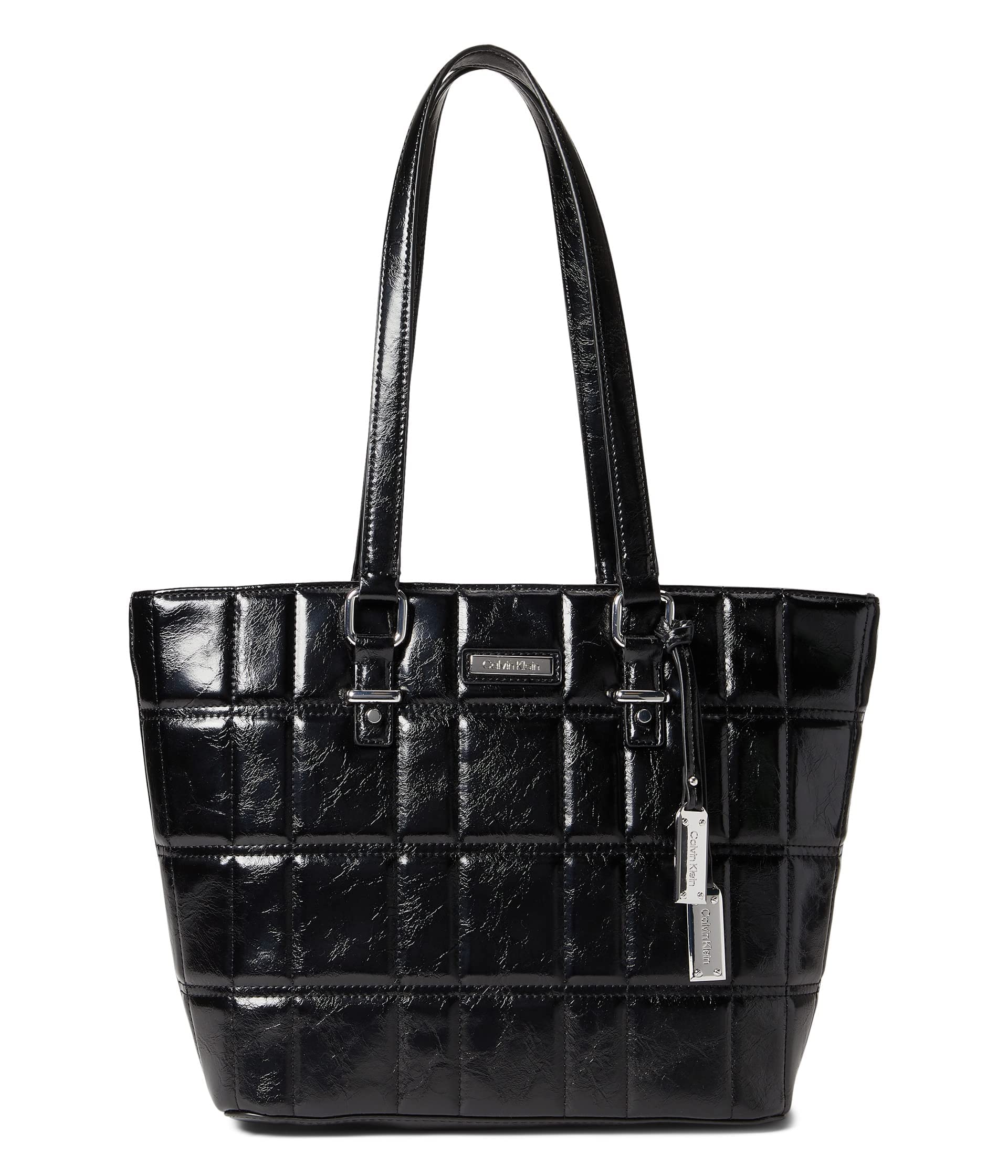 Calvin Klein Quilted Grid Tote Bag for Women - Stylish Large Shoulder Handbag with Zipper Closure, Perfect for Work, Travel & Everyday Use
