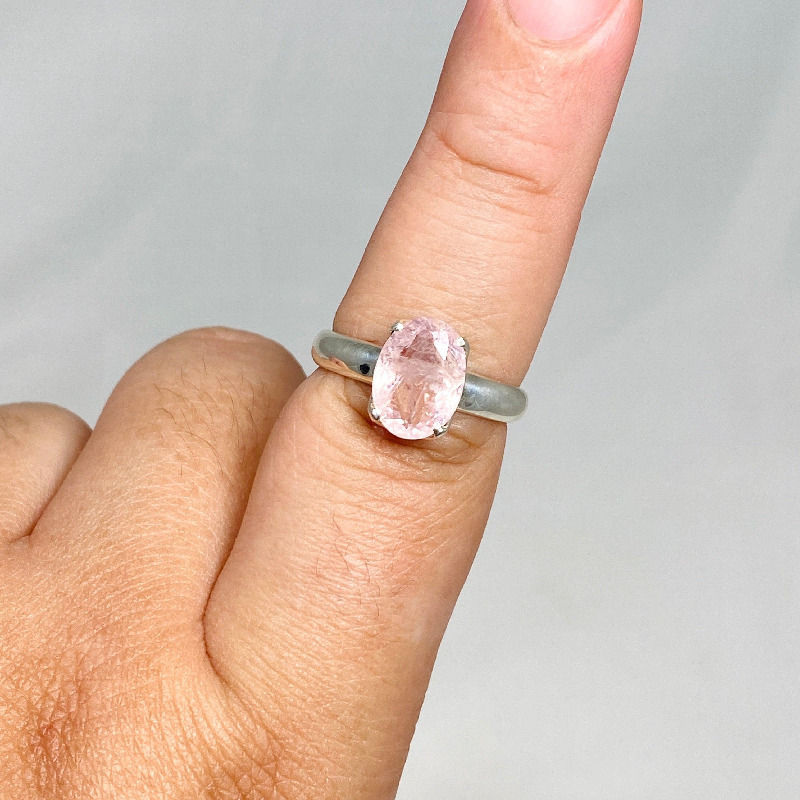 Morganite Faceted Oval Ring Size 9.5 PRGJ439 - Elegant Pink Gemstone Jewelry for Women, Perfect for Engagement, Wedding & Anniversary Gifts