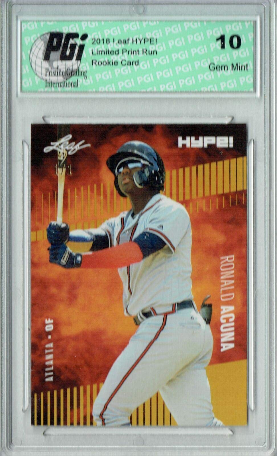 2018 Leaf HYPE! #1A Ronald Acuna Jr. Rookie Card Blank Back 1 of 1 PGI 10 - Rare Baseball Trading Card for Collectors & Investors | Perfect for Display Cases, Sports Memorabilia Collections, and Investment Portfolios