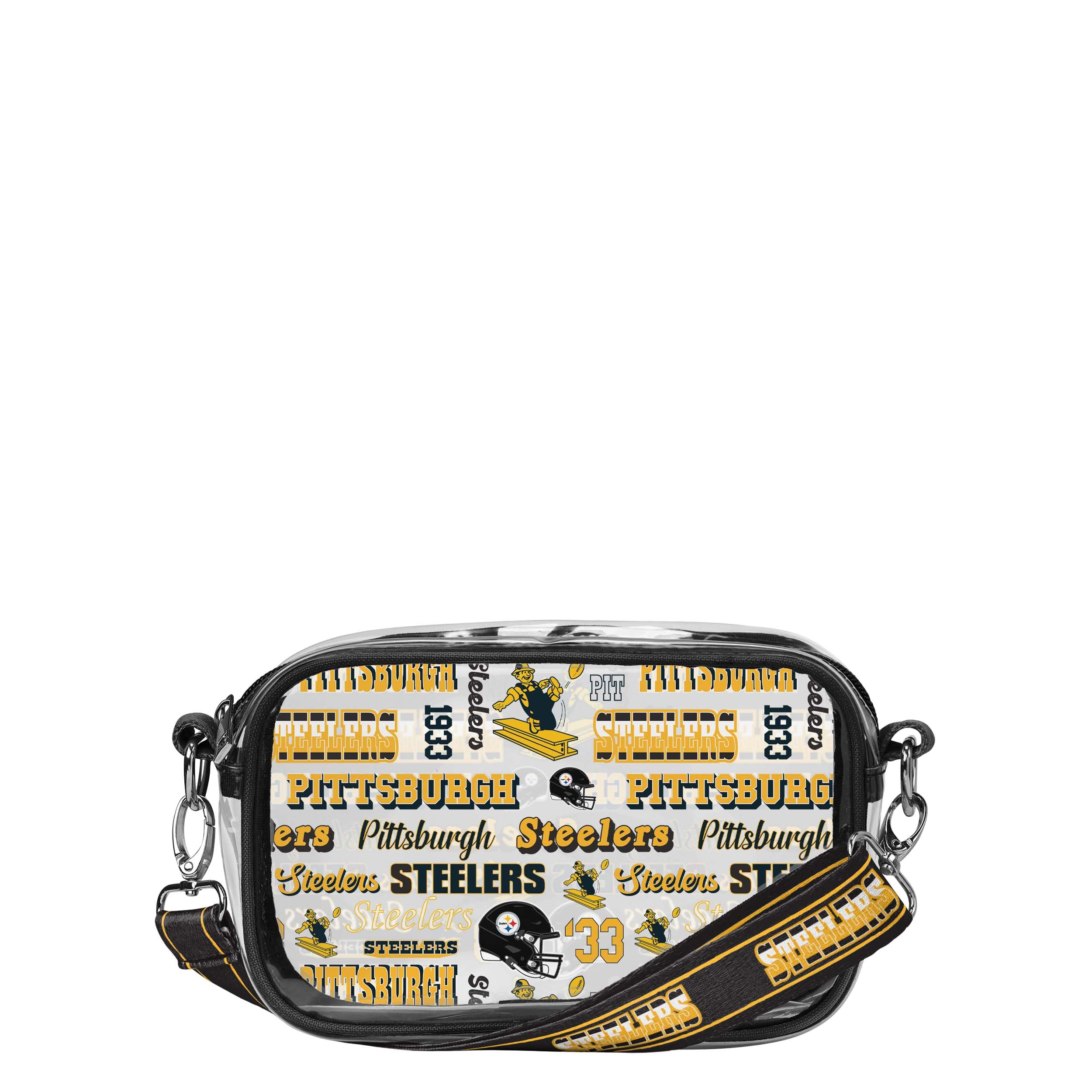 FOCO NFL Team Logo Retro Print Clear Crossbody Bag for Women & Men - Waterproof Game Day Purse for Football Fans - Perfect for Stadium Events, Concerts & Travel