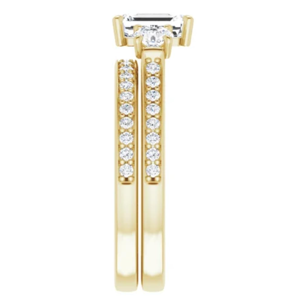 10K/14K/18K Solid Gold Handmade Emerald Cut Moissanite Engagement Ring - 1CT to 4CT Solitaire Wedding Ring Set for Women, Anniversary & Proposal Gift (1CT, Yellow Gold) - Perfect for Bridal Jewelry, Valentine's Day & Romantic Occasions