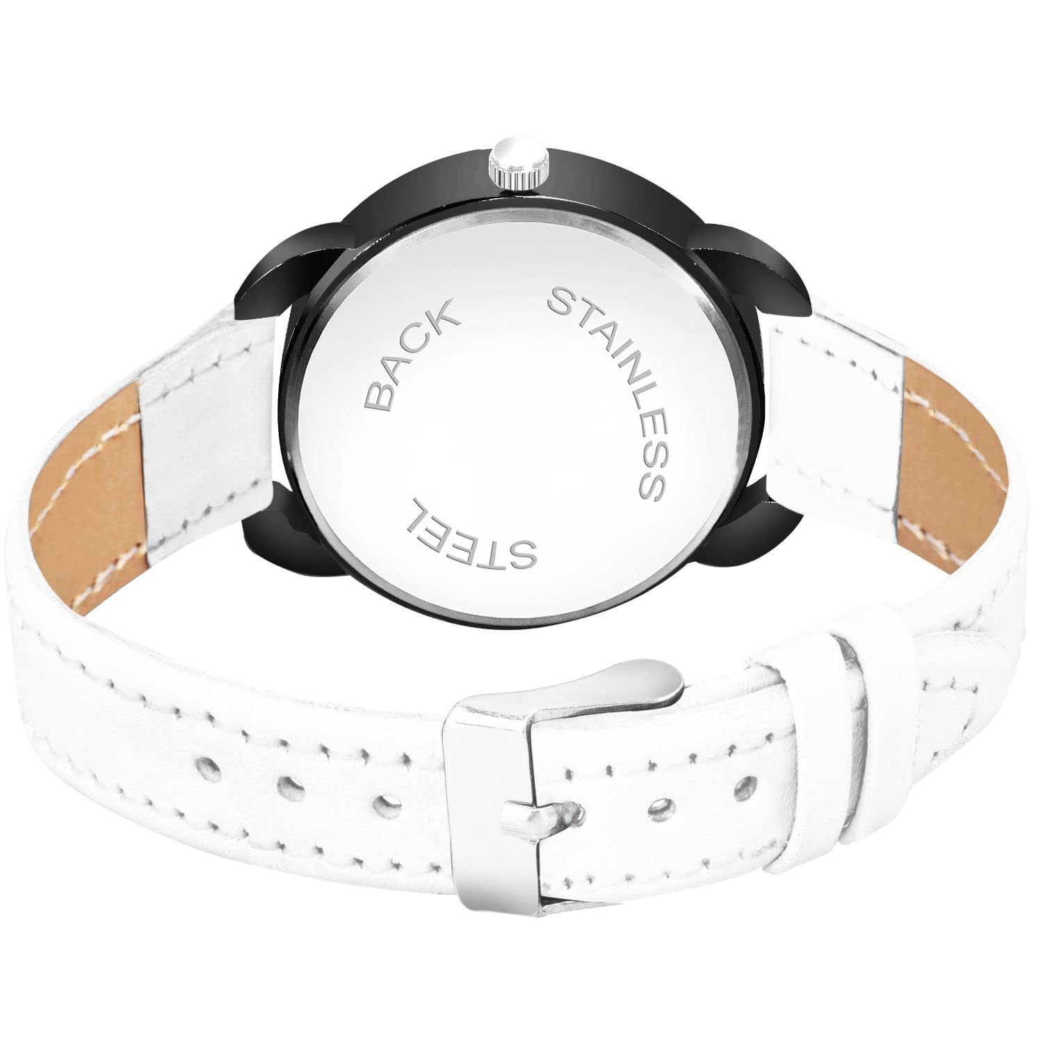 KIARVI GALLERY Princess White BDM Dial Leather Strap Analog Watch for Women & Girls - Elegant Pink Dress Watch for Formal Occasions, Parties & Everyday Wear
