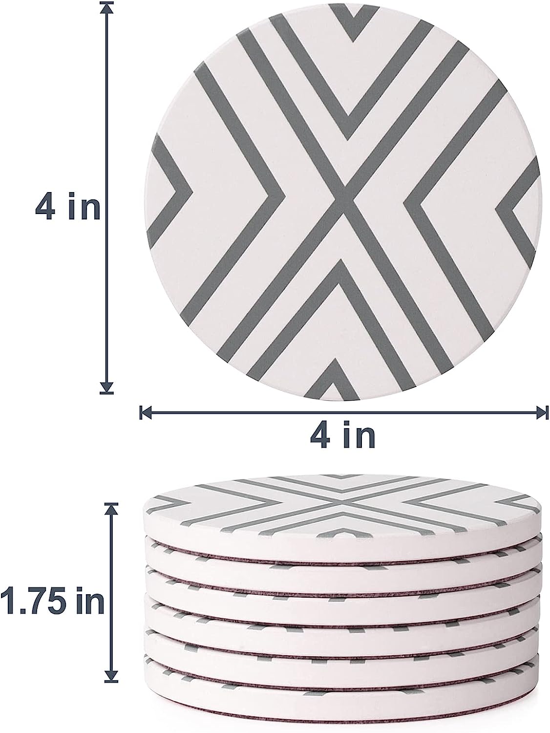 6-Pack Non-Slip Drink Coasters for Coffee, Wine & Beer - Absorbent & Durable Table Protectors for Home, Office & Bar Use