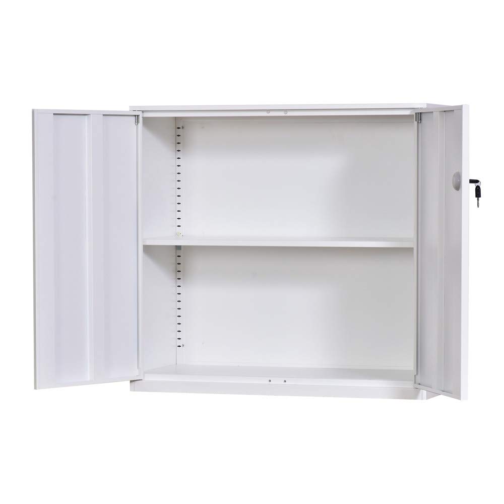 Lockable Small Office File Cabinet with Adjustable Shelf - White Document Storage Cabinet for Home & Office Organization - Perfect for Files, Folders, and Office Supplies Storage