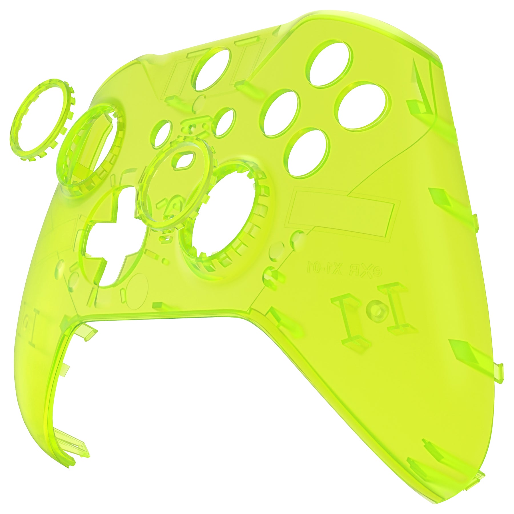 eXtremeRate Clear Lime Green Replacement Front Housing Shell Case with Accent Rings for Xbox One Elite Series 2 & Elite 2 Core Controller (Model 1797) - Customize & Protect Your Controller for Gaming, Streaming & Esports