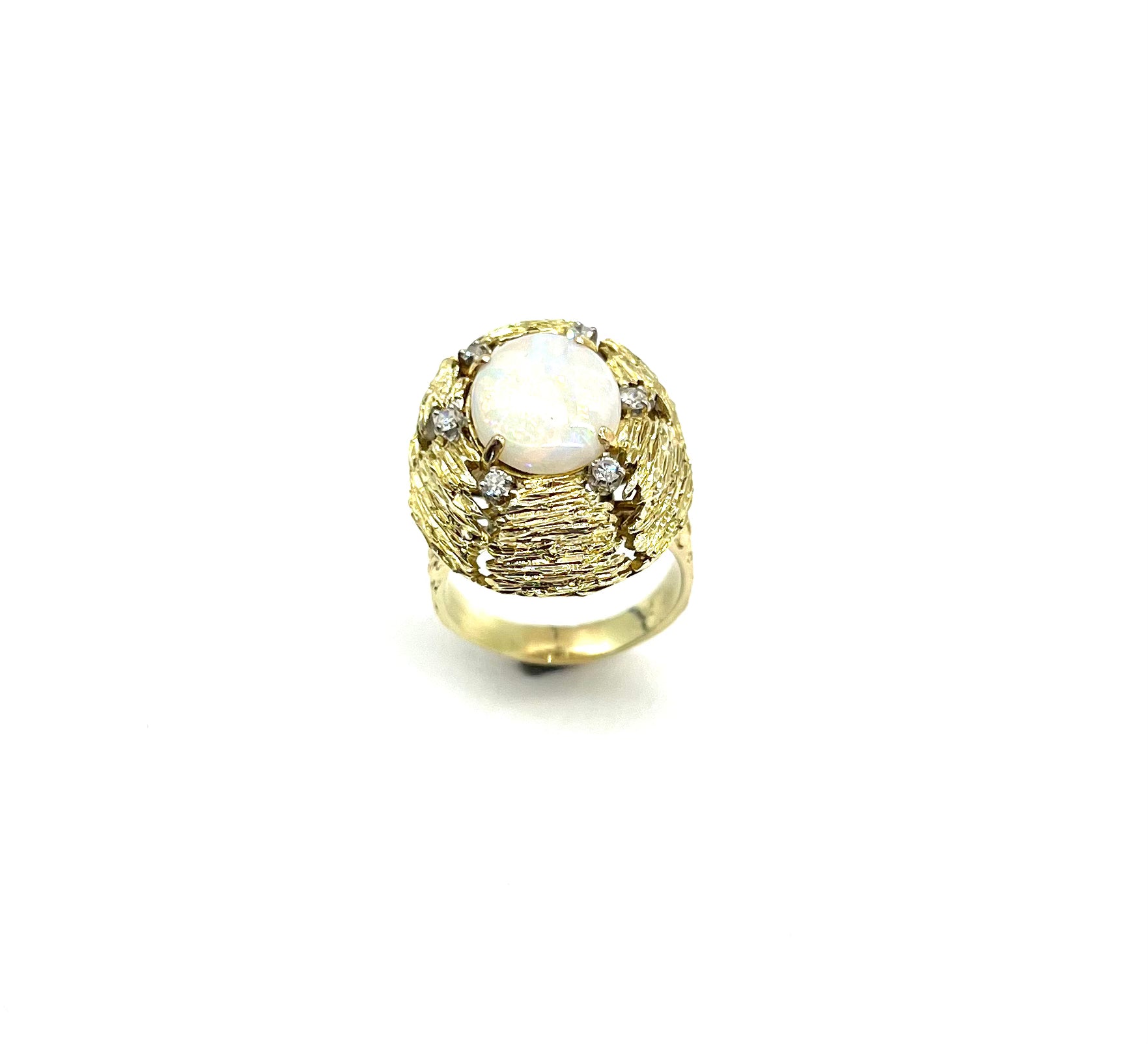 Vintage Opal and Diamond Nest Ring - Elegant Stackable Jewelry for Women, Perfect for Weddings, Anniversaries & Special Occasions