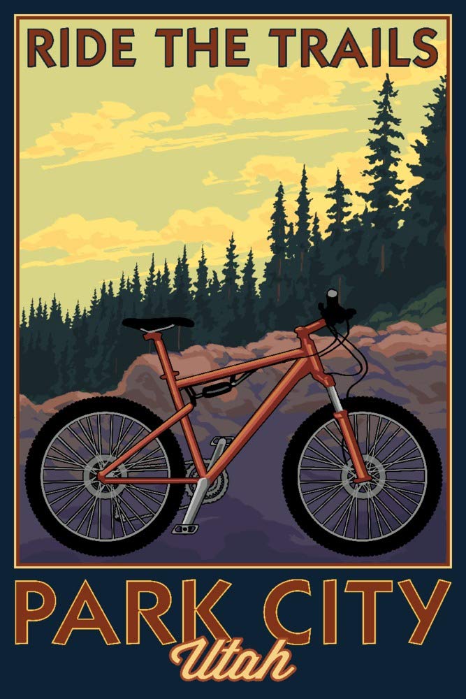 Park City Utah Mountain Bike Trail Travel Poster - 36x54 Giclee Gallery Print for Wall Decor | Perfect for Adventure Lovers & Home Office Art