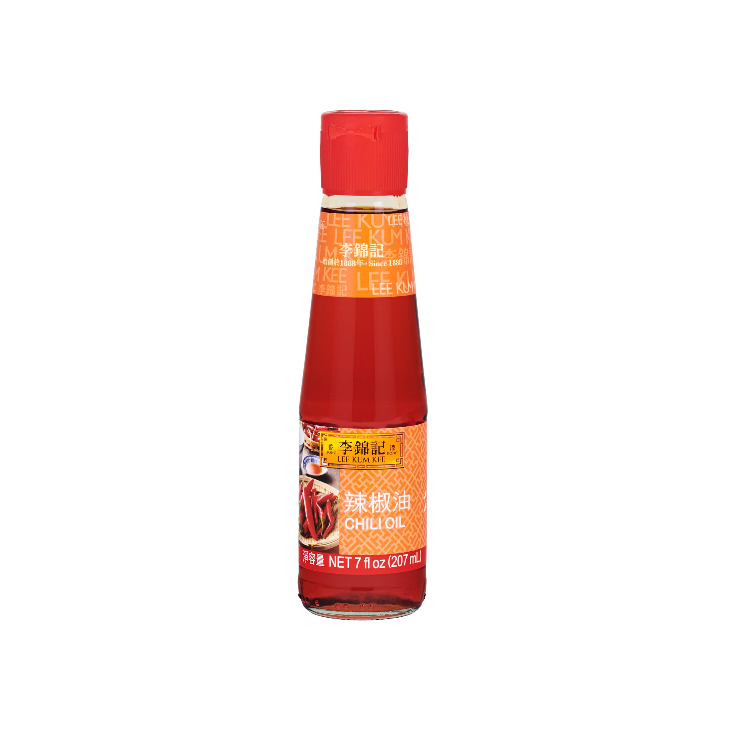 Lee Kum Kee Chili Oil 7 oz - Premium Spicy Chili Oil Made with Dried Chili Peppers & Soybean Oil - Hot Sauce for Dipping, Cold Dishes, Sichuan & Hunan Cuisine - Perfect for Noodles, Dumplings & Stir-Fry