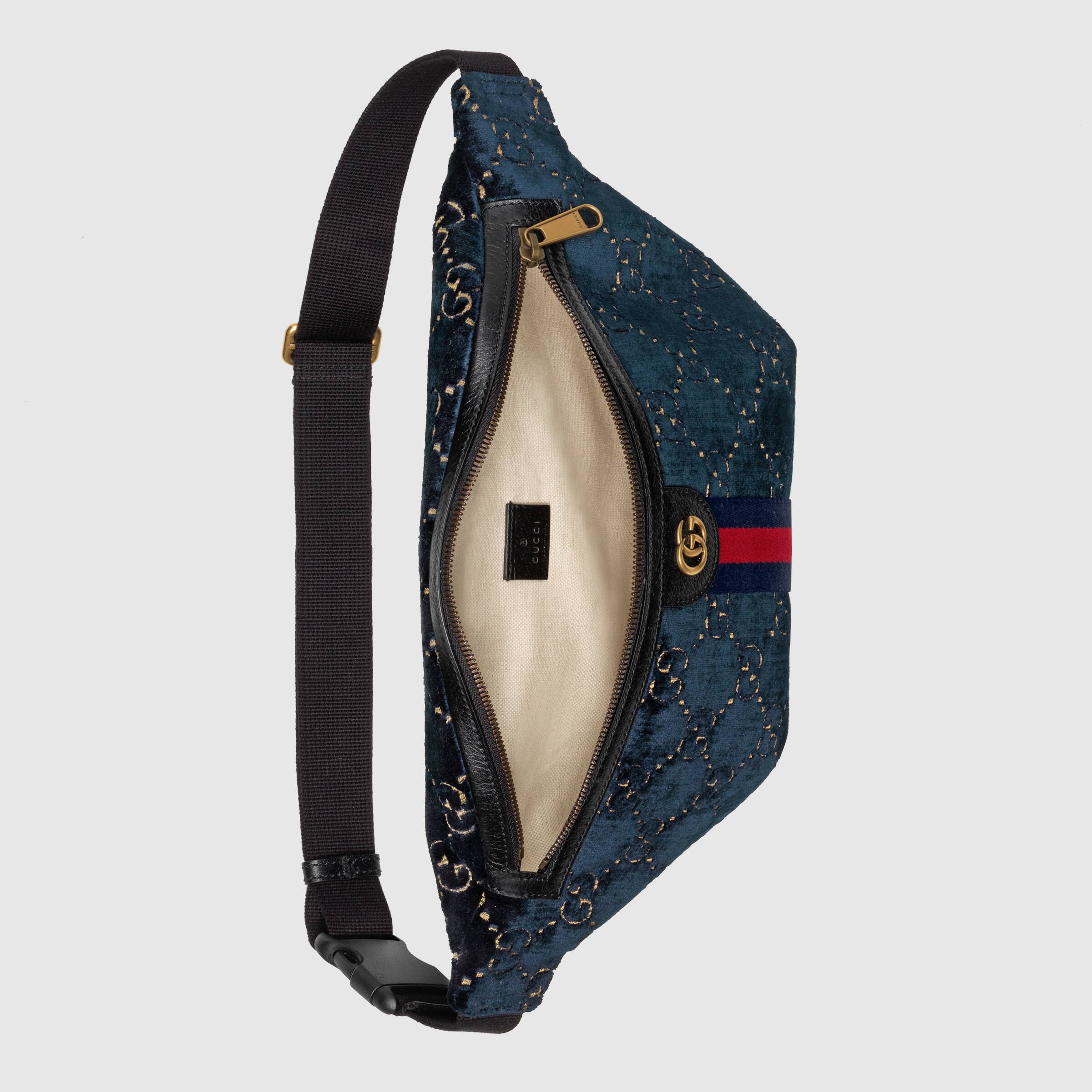 GG Velvet Belt Bag for Women - Dark Blue Crossbody Fanny Pack - Perfect for Travel, Running, and Everyday Use
