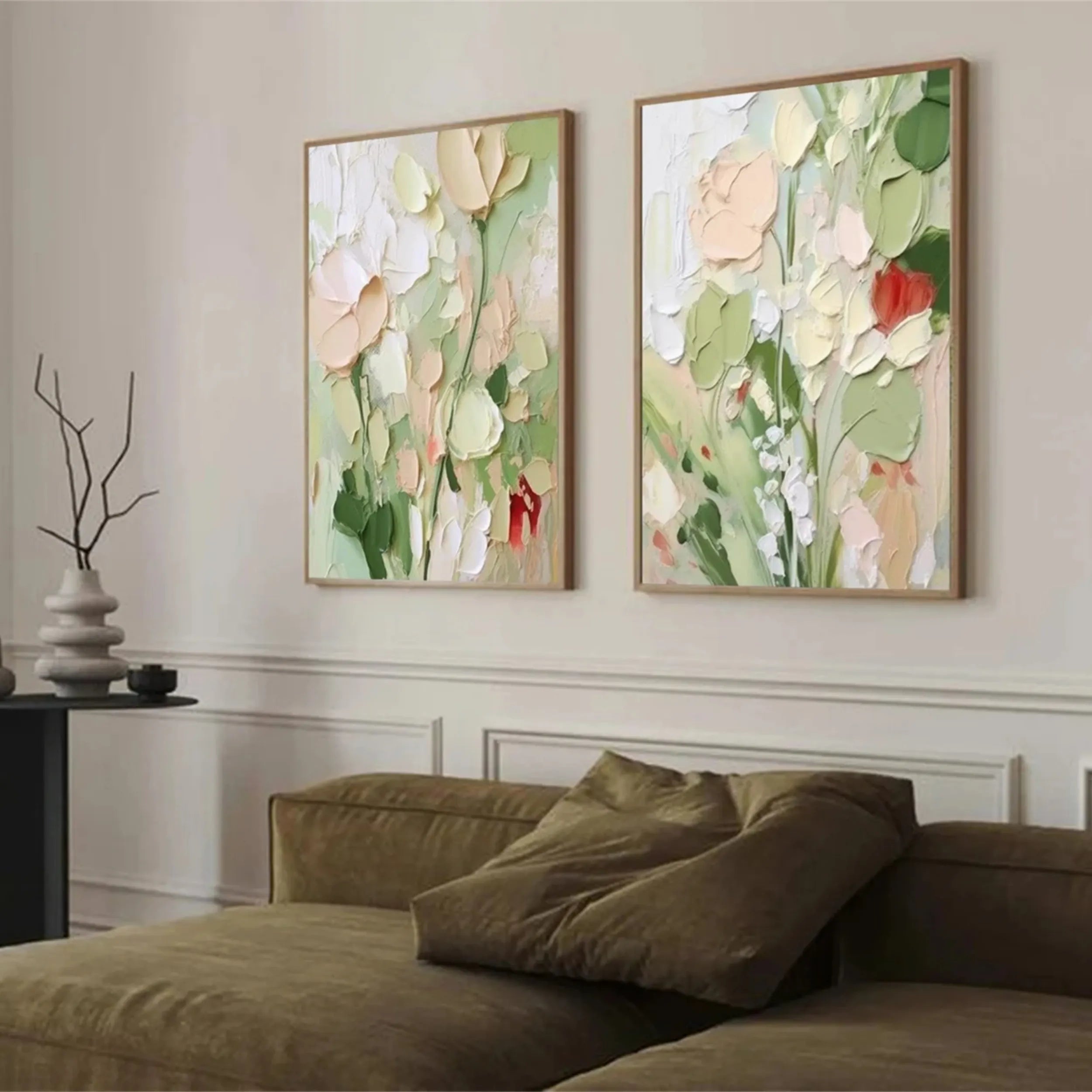 Beautiful Flower and Tree Painting Set of 2 - Wall Art Decor for Living Room, Bedroom & Office - #FT075