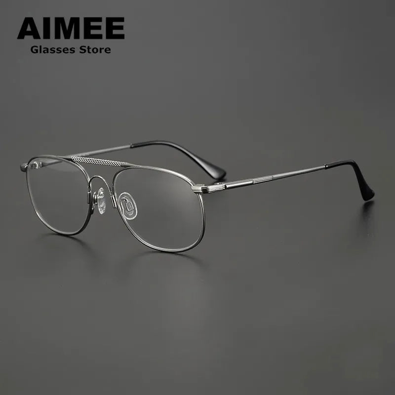 Aimee Unisex Full Rim Oval Double Bridge Titanium Eyeglasses 12092 - Lightweight Durable Frame for Reading, Work & Fashion (Available in Multiple Colors)