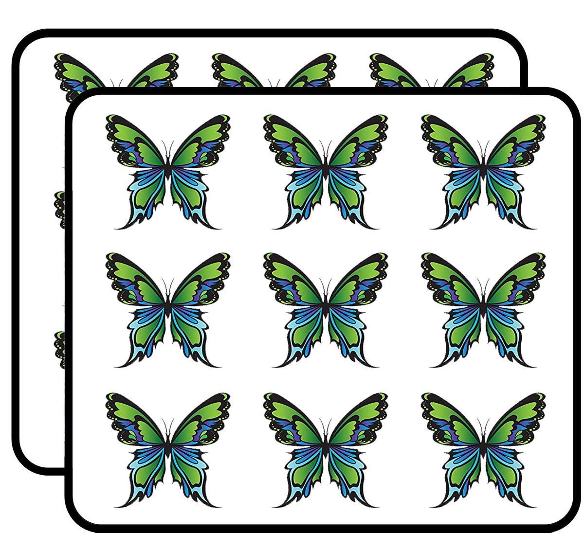 Beautiful Butterfly Greens & Blues Vinyl Stickers - 2 Inch Each, 18 Pack - Durable Waterproof Decals for Laptop, Car, Phone, Water Bottle - Perfect for DIY Crafts, Scrapbooking & Personalizing Devices