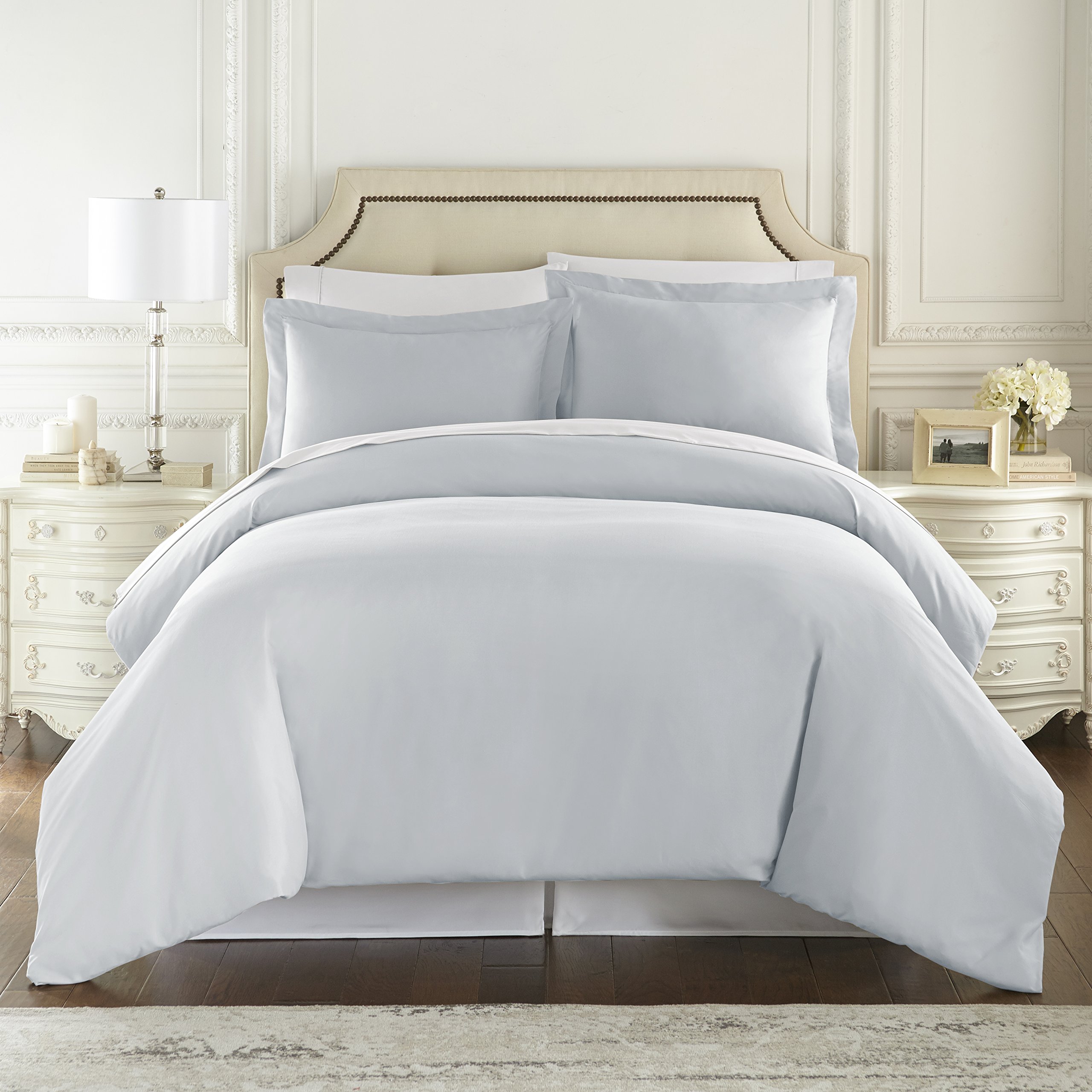 HC Collection King Size Duvet Cover Set - 3 Piece Ice Blue Microfiber Bedding with Zipper Closure & 2 Pillow Shams | Soft, Breathable & Wrinkle-Resistant | Perfect for Master Bedroom, Guest Room & Luxury Hotels