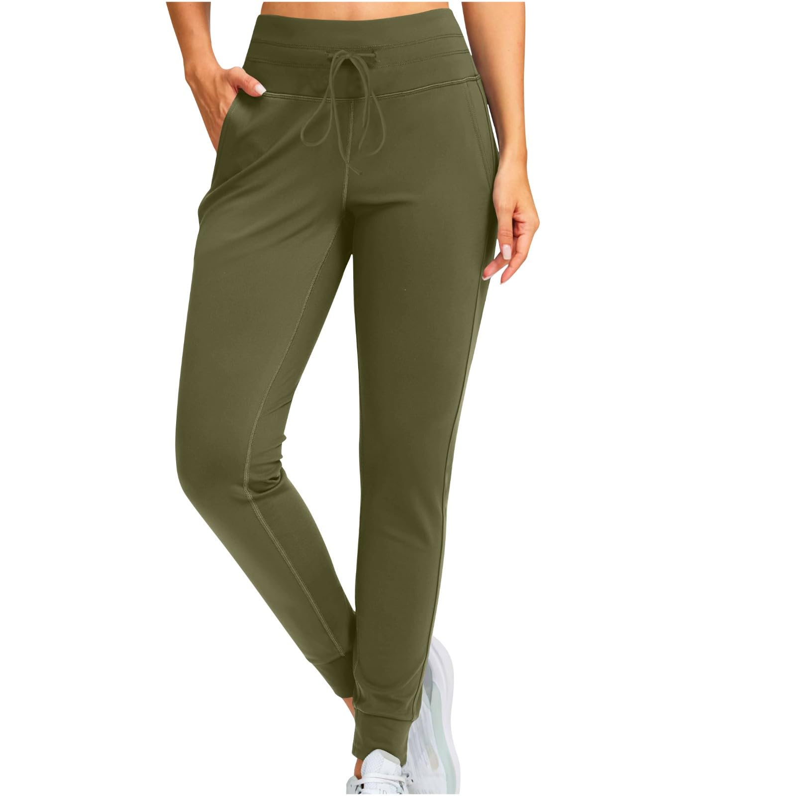 Gumipy Women's High Waisted Joggers with Pockets - Stretchy Drawstring Sweatpants for Yoga, Lounge & Running | Soft Comfy Tapered Pants for Workout, Travel & Casual Wear