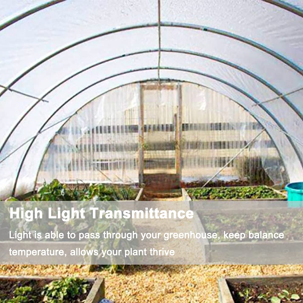 6 Mil Clear Greenhouse Plastic Film Sheeting Cover - 25' x 40' UV Resistant Polyethylene Film for Greenhouses, Hoop Houses & Farms - Durable 4-Year Protection for Plants, Vegetables & Gardening - Perfect for Season Extension, Frost Protection & Hydroponic Growing