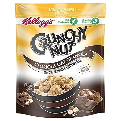 Kellogg's Crunchy Nut Oat Granola with Chocolate & Hazelnut - 380g (Pack of 6) | Healthy Breakfast Cereal, Snack for Office & School, Perfect with Milk or Yogurt