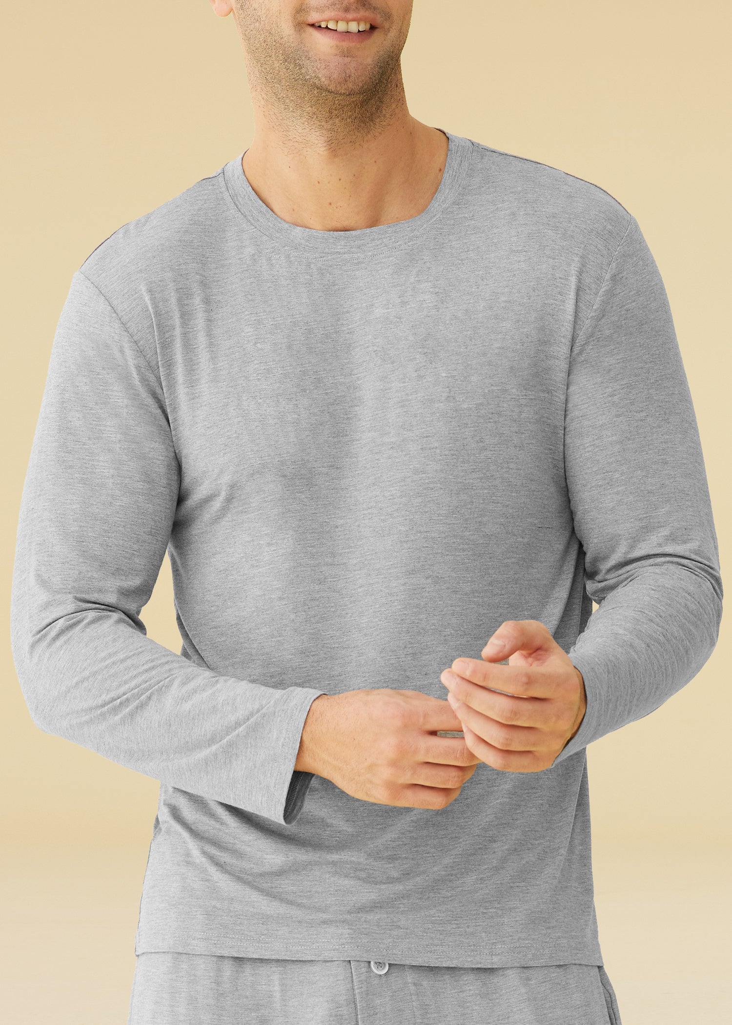 Latuza Men's Bamboo Viscose Pajama Top - Soft Long Sleeve Sleep Shirt for Comfortable Nightwear & Lounge Wear - Perfect for Bedtime, Relaxing at Home, and Travel
