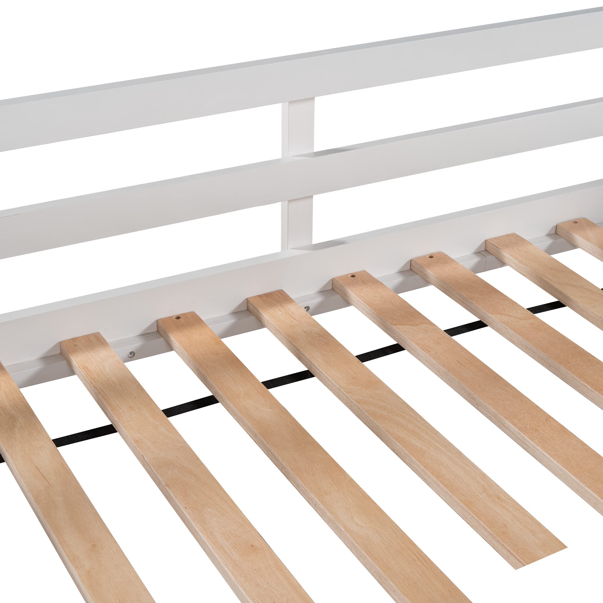 Twin Size Wooden Loft Bed with Storage Steps & Portable Desk - Sturdy Low Study Bed Frame for Teens & Kids - Space-Saving Solution for Small Bedrooms, Dorms & Apartments (White + Wood Finish)