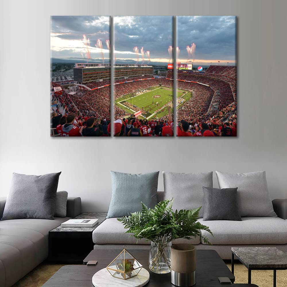 San Francisco 49ers Levi's Stadium 3-Piece Canvas Wall Art Set - Wooden Framed Football Sports Poster (60