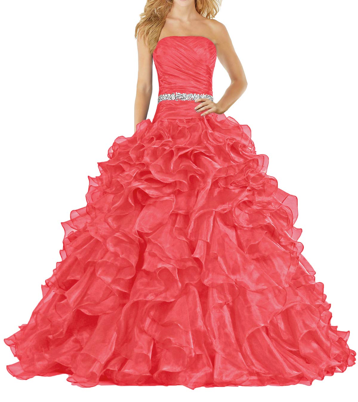 Elegant ANTS Women's Ball Gown Quinceanera Dress with Ruffles - Perfect for Prom, Sweet 16, and Formal Events