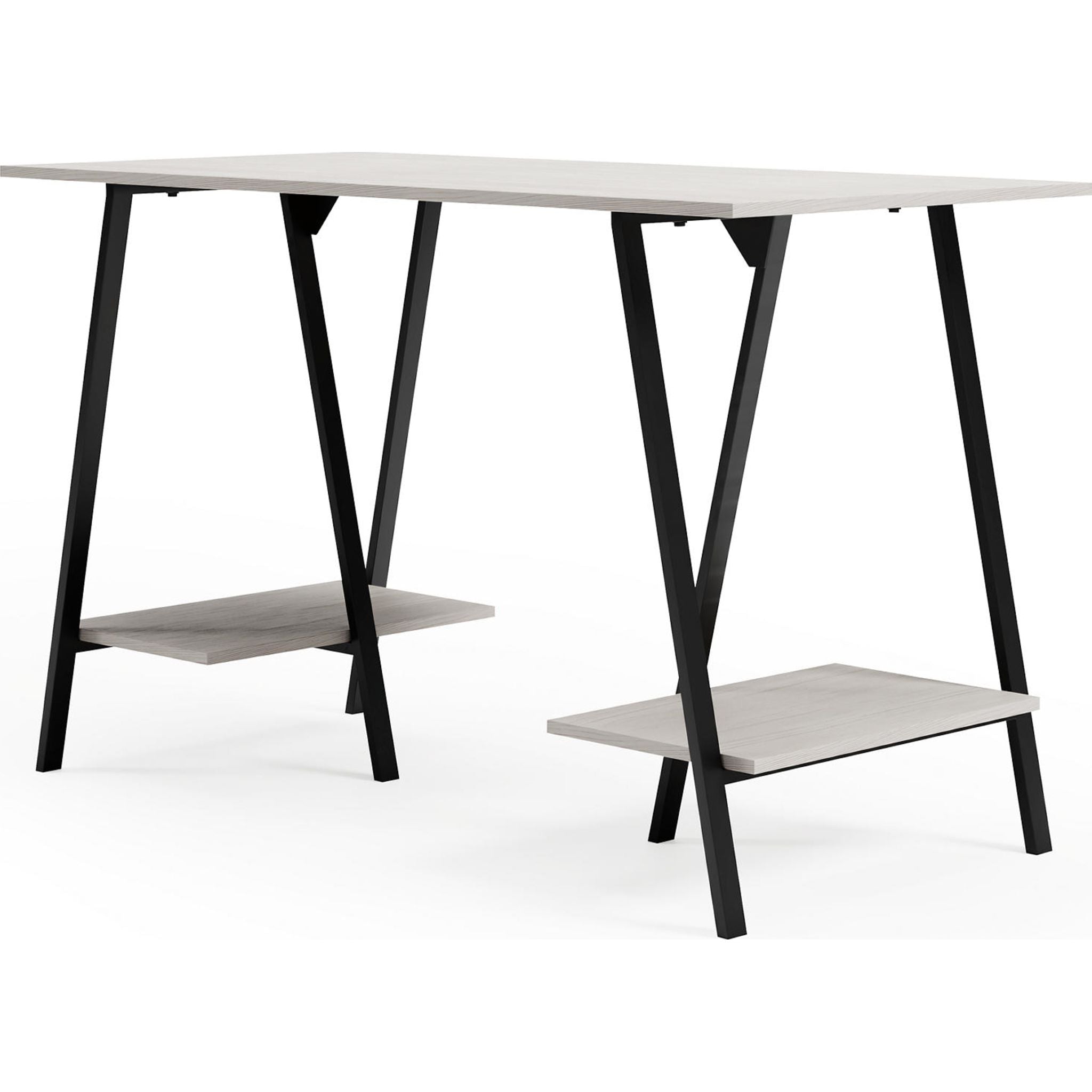 Bayflynn Modern Office Desk - White & Black - Perfect for Home Office, Study Room, and Workspace Setup