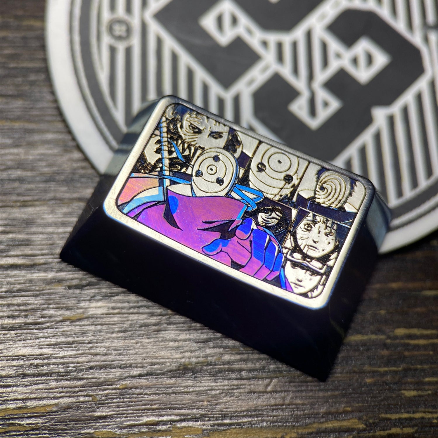Naruto Uchiha Obito 1.5U Keycaps - Colored Titanium Alloy Custom Mechanical Keyboard Keycaps for Gaming & Typing (Tab, Ctrl Keys) - Perfect for Anime Fans & PC Enthusiasts
