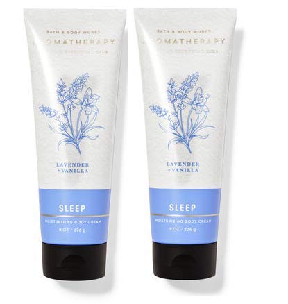 Bath and Body Works 2-Piece Aromatherapy Lavender Vanilla Body Cream Set - 8 oz (226g) Each - Relaxing Moisturizer for Stress Relief & Sleep Aid - Perfect for Nighttime Skincare Routine & Spa Day Self-Care