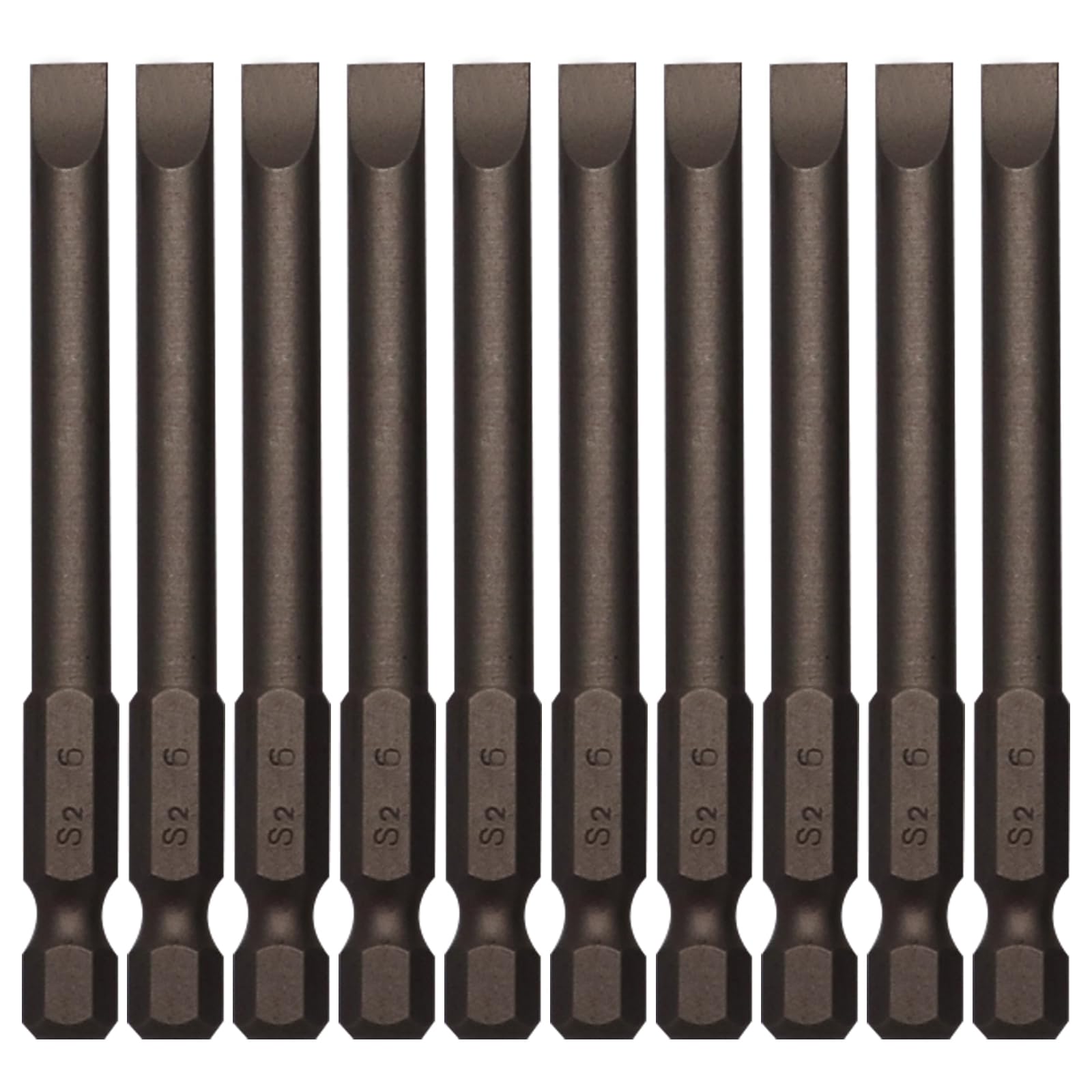 10Pcs Magnetic Flat Head Screwdriver Bits Set - 6mm (0.24