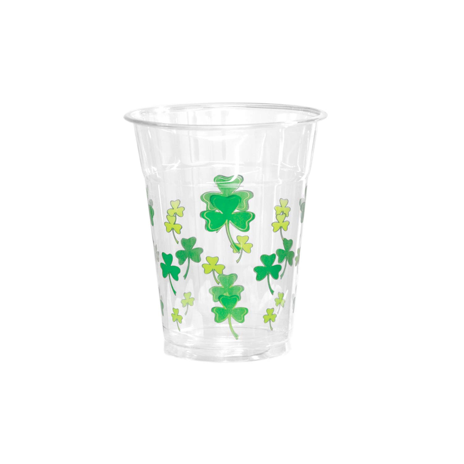 12oz Soft Plastic Party Cups with Clovers Print - Case of 500 Disposable Drinking Cups for St. Patrick's Day, Weddings & Events