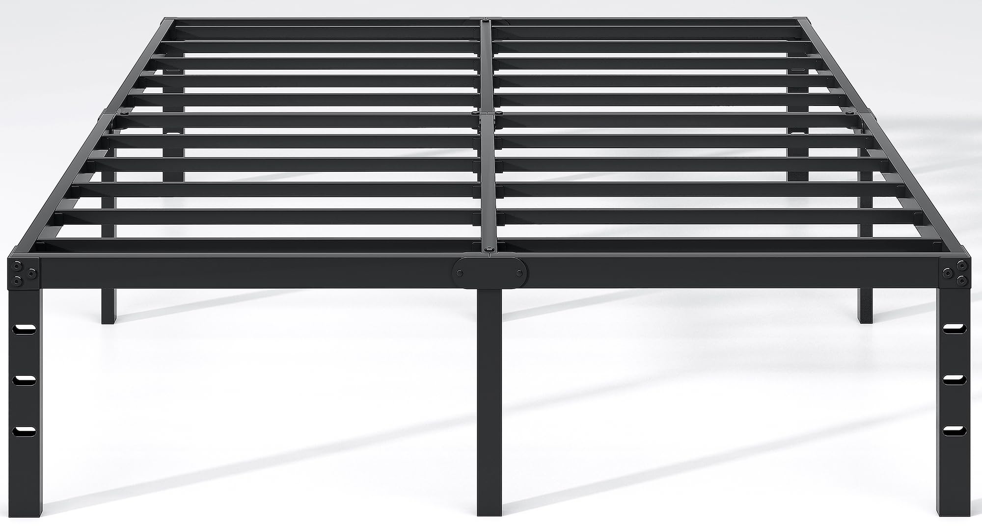 King Size Metal Bed Frame with Storage - Heavy Duty Sturdy Mattress Foundation, 18 Inch Height, Easy Assembly No Box Spring Needed - Perfect for Master Bedrooms, Guest Rooms & Small Spaces (Black)
