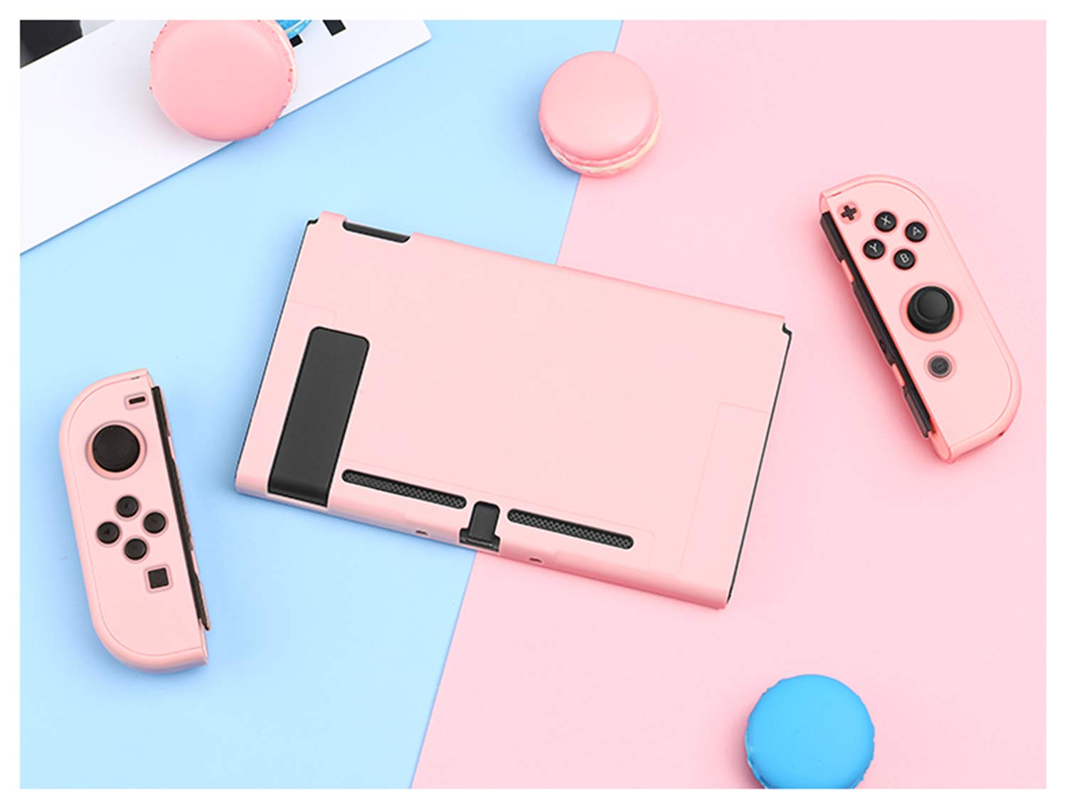 Pink Hard Shell Protective Case for Nintendo Switch & Joy-Con Controllers - Cute Sakura Design with 2 Flower Thumb Grips - Durable Cover for Gaming On-The-Go, Travel & Home Play