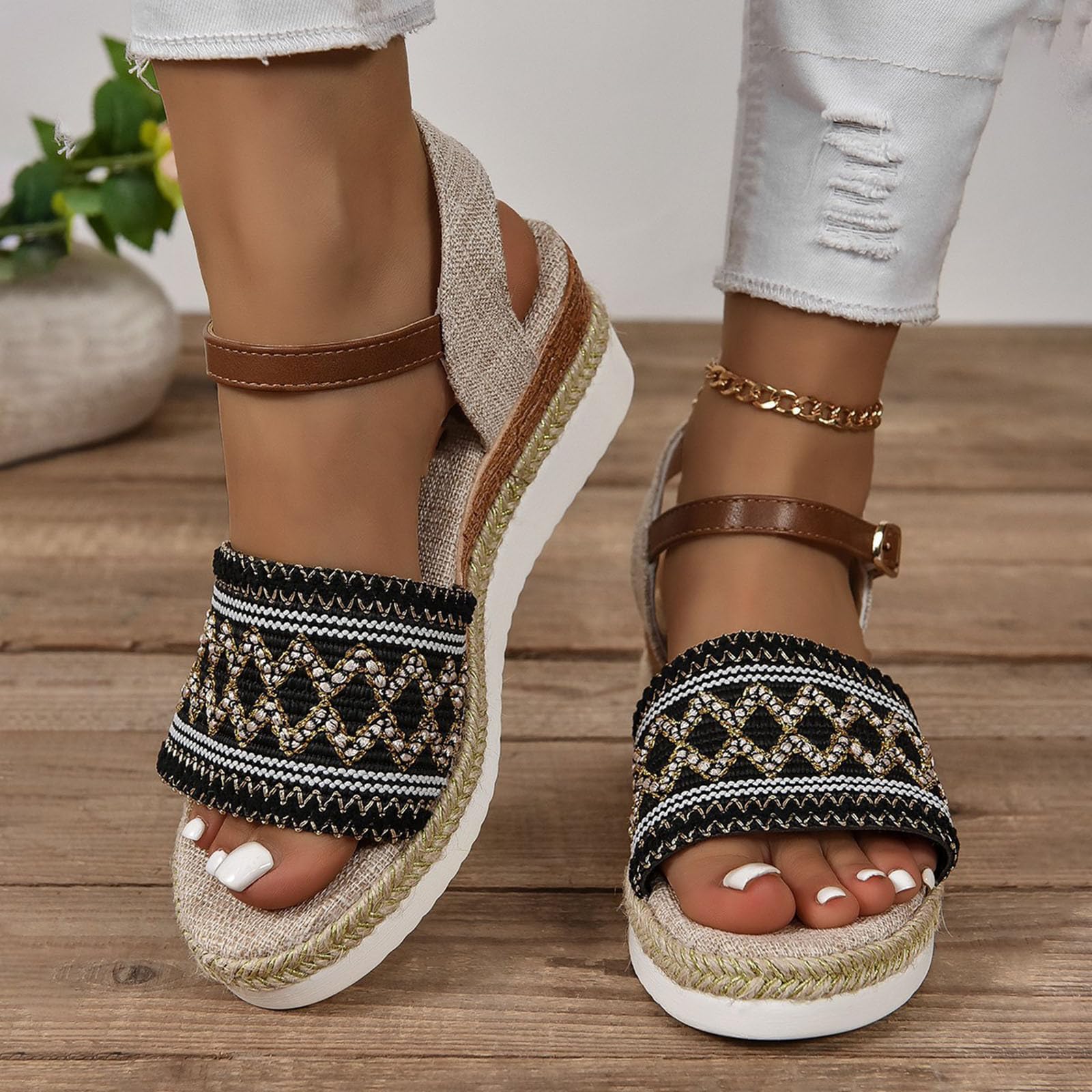Oelaio Women's Summer Wedge Sandals - Clearance Pink Roman Fish Mouth Golf Sandals for Outdoor, Beach & Casual Wear