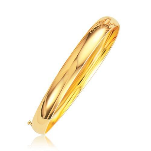 14K Yellow Gold Classic Bangle Bracelet - 8.0mm Width, Size 8 - Perfect for Everyday Wear, Gifts & Special Occasions