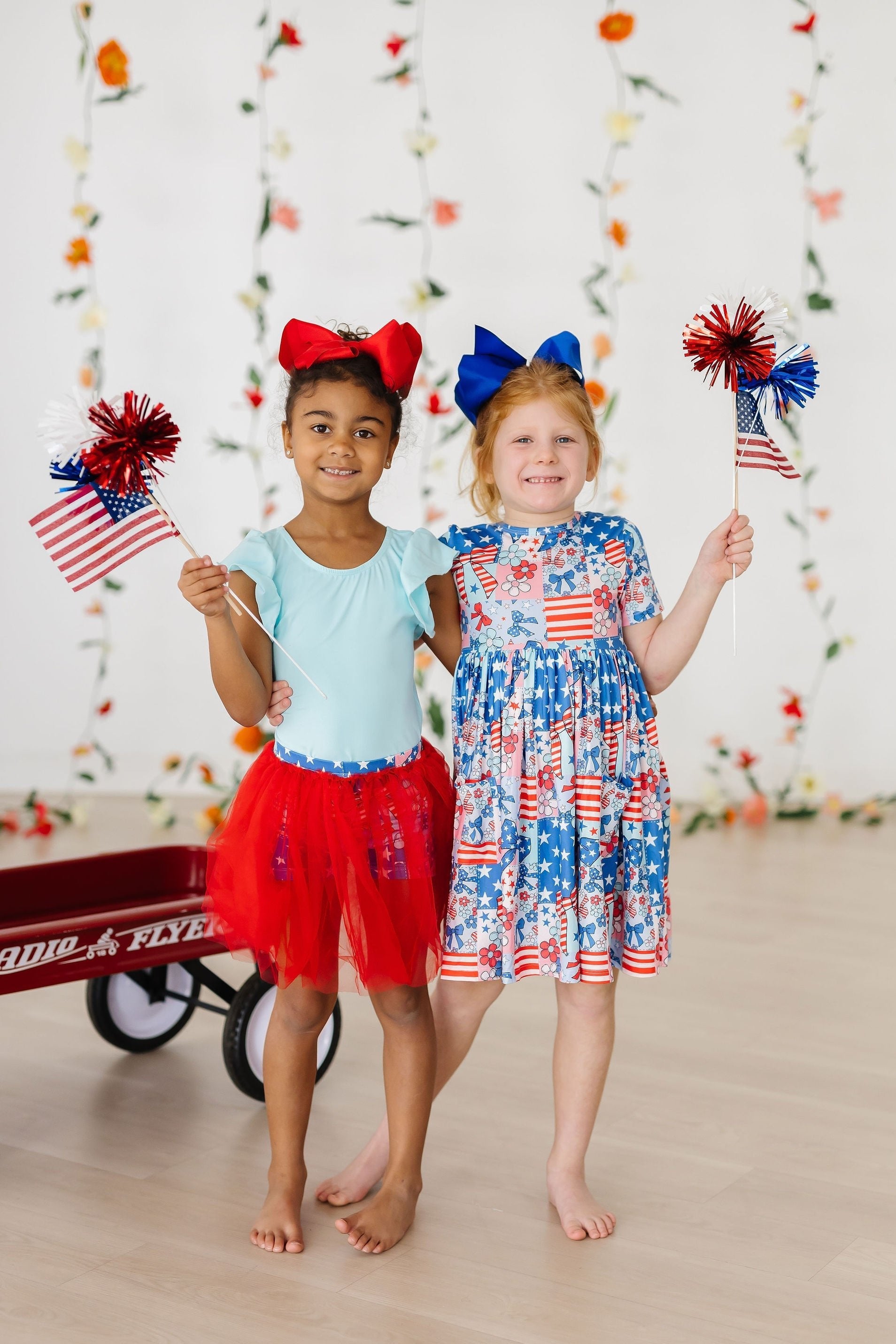 Patriotic Patchwork Short Sleeve Pocket Twirl Dress - Perfect for 4th of July, Summer Parties & Casual Outings