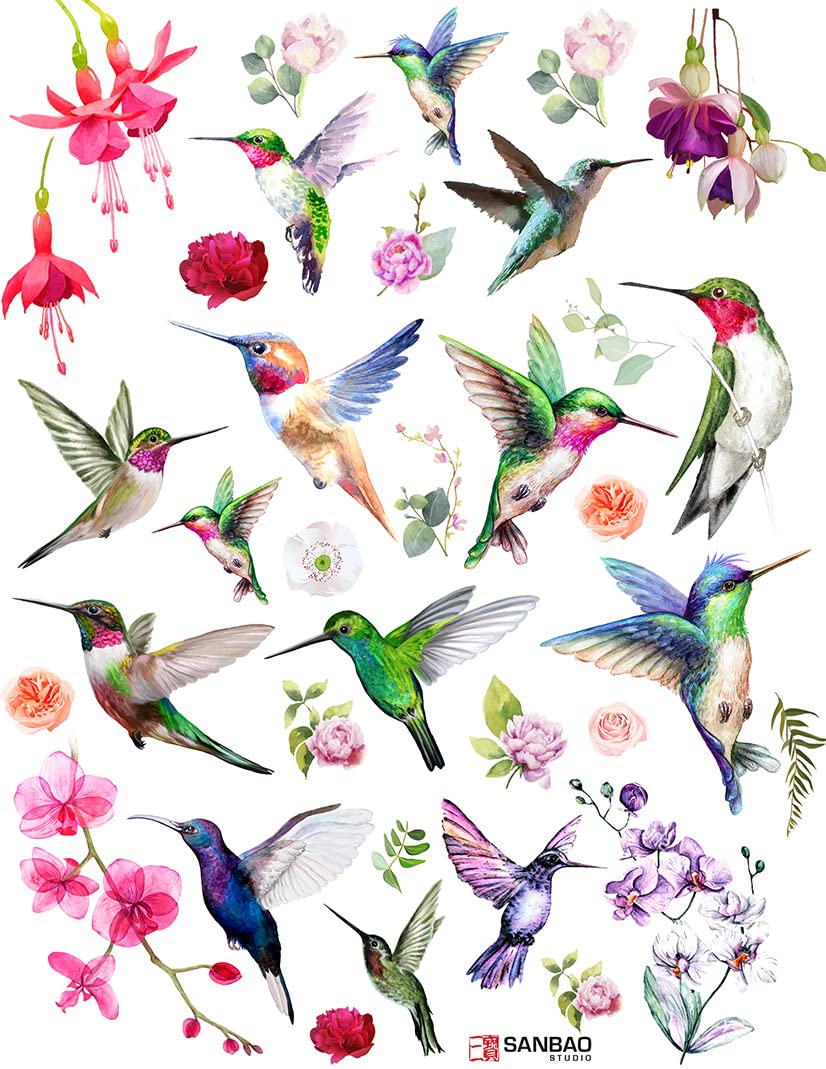 Ceramic Decals - Overglaze Enamel Decals for Pottery - Hummingbird Design - DIY Ceramic Painting & Home Decor Crafts