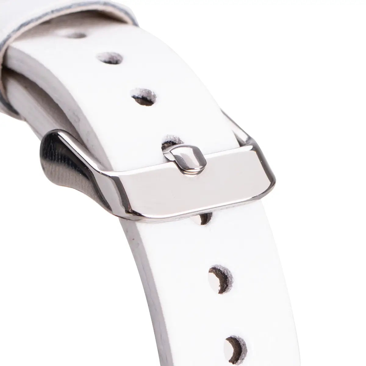 Slim White Leather Apple Watch Band with Silver Rivet - Stylish & Durable Replacement Strap for Workouts, Office & Everyday Wear