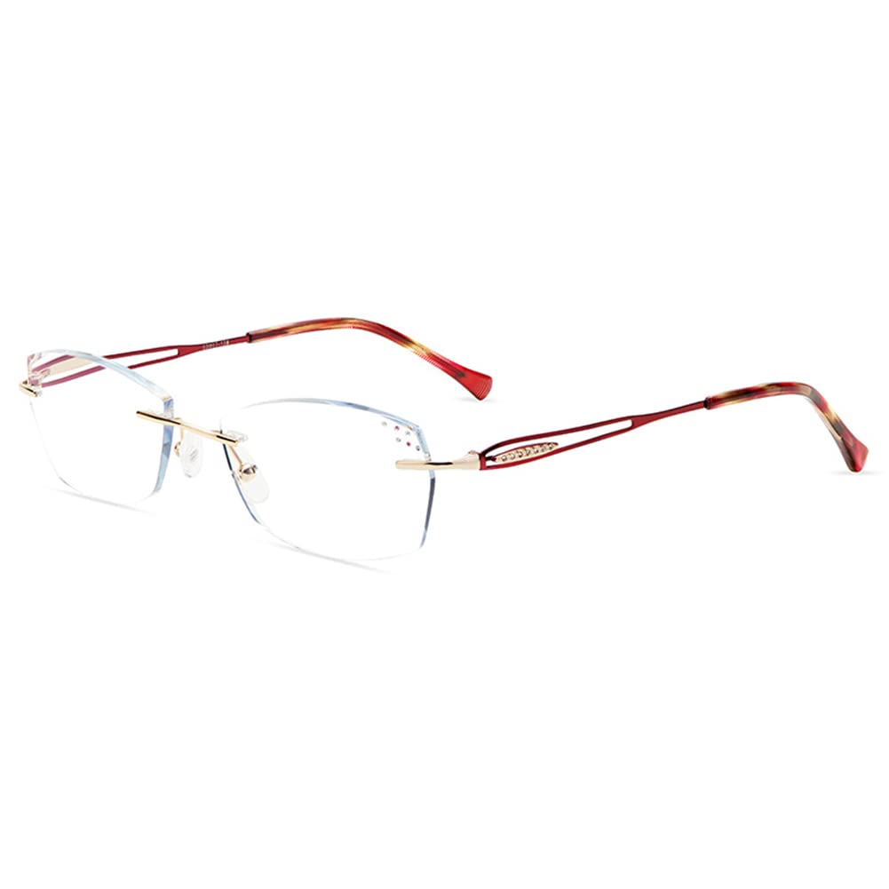 Fashion Pure Titanium Reading Glasses for Women - Rimless Anti Blue Light Computer Eyewear - Lightweight & Durable for Office, Reading & Screen Time