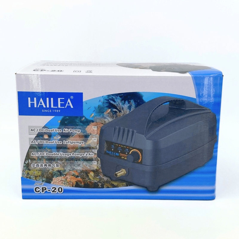 Hailea CP 20 AC/DC Aquarium Air Pump - Dual Power Fish Tank Oxygen Pump for Aquariums, Hydroponics, and Pond Aeration | Quiet & Energy Efficient