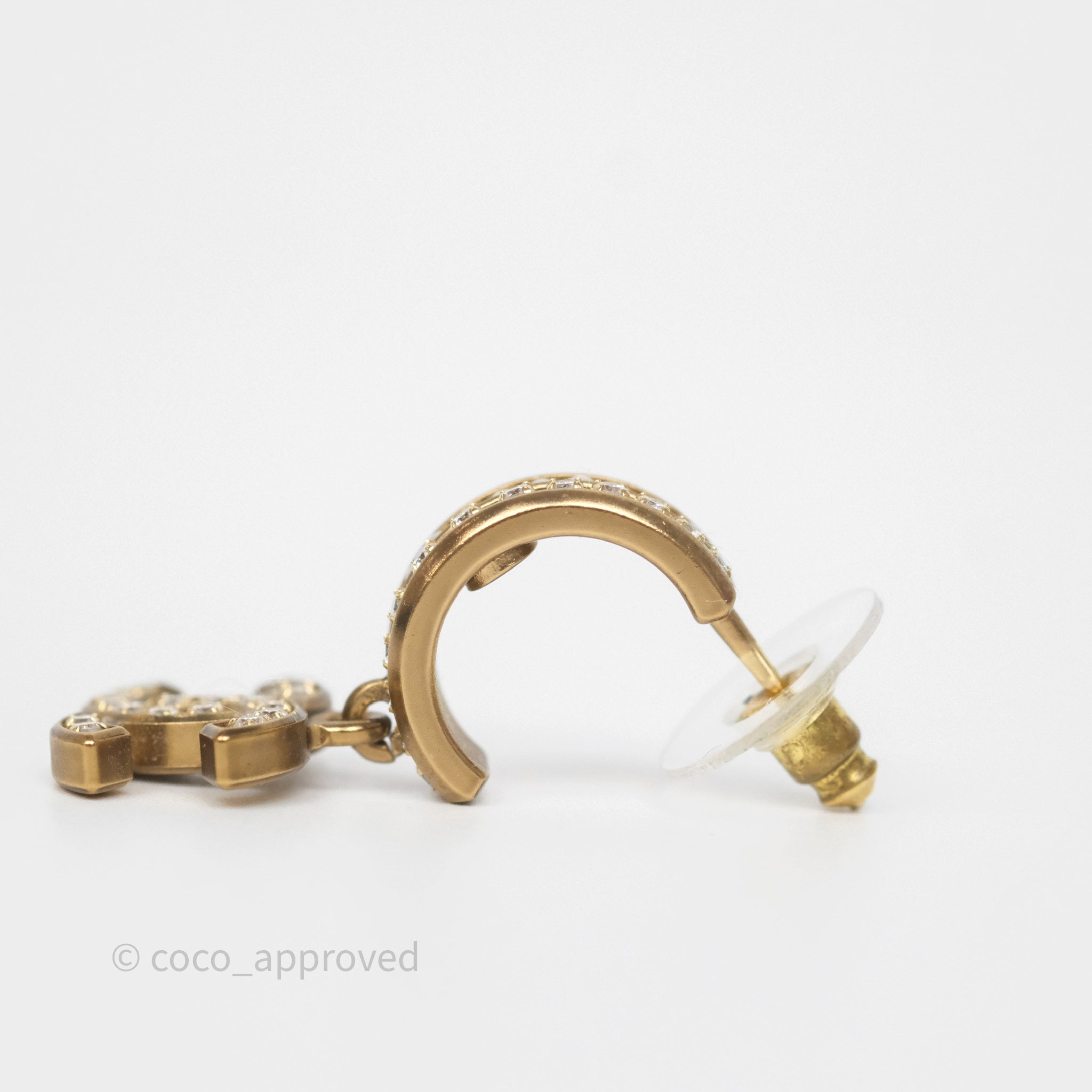 Chanel CC Crystal Pearl Hoop Earrings Gold Tone 21C - Luxury Fashion Jewelry for Women, Elegant Pearl & Crystal Design - Perfect for Parties, Weddings & Special Occasions