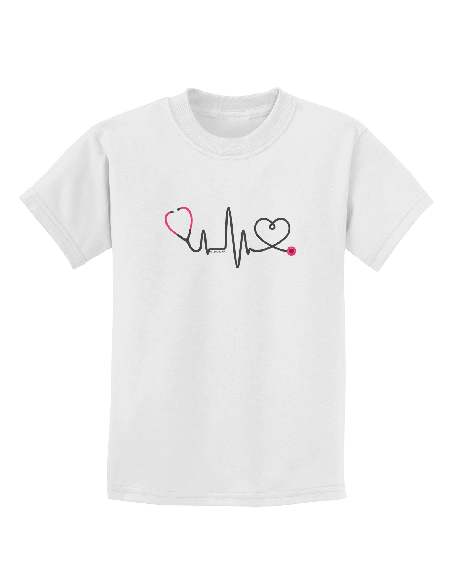 TooLoud Stethoscope Heartbeat Graphic Kids T-Shirt - Fun Doctor Themed Shirt for Children's Role Play & Medical Costume Parties