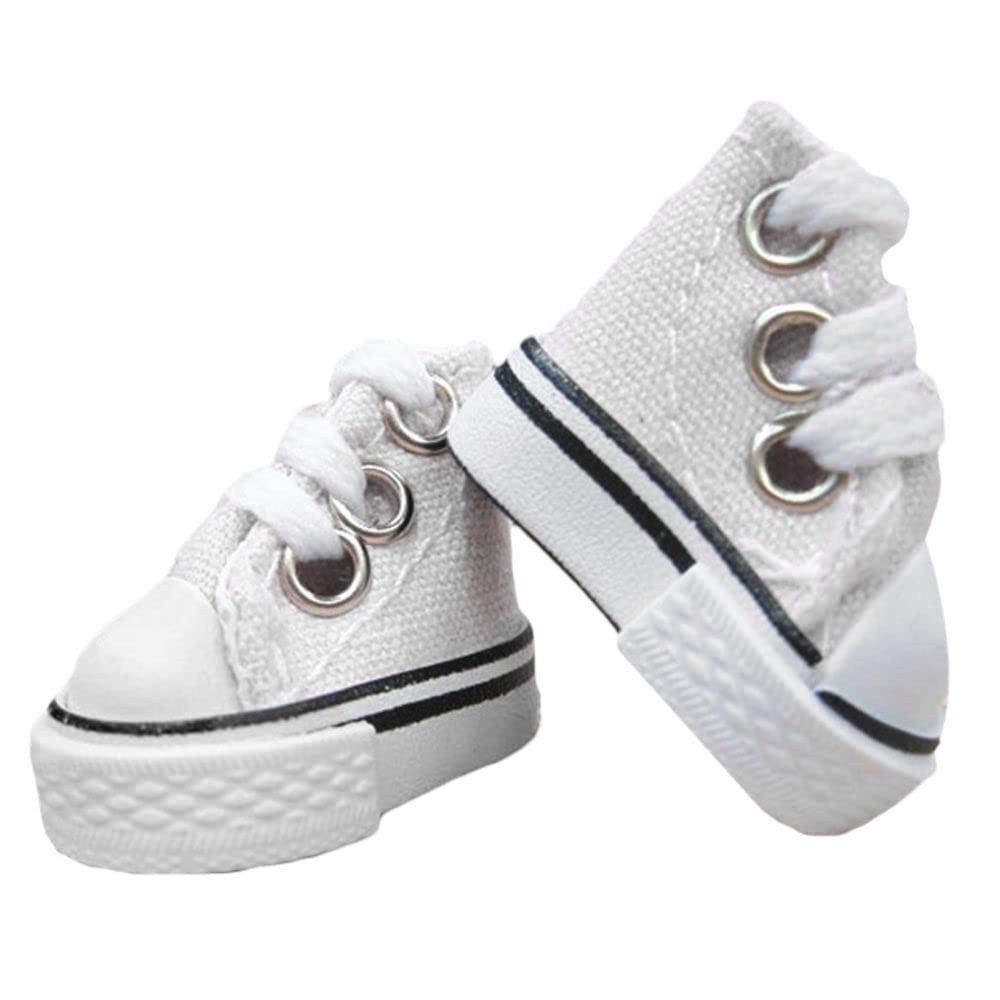 BJD Doll Fashion Sneakers - 3.5CM Casual Canvas Shoes & Boots for Dolls Accessories (White) | Perfect for Doll Photography, Collecting, and Display