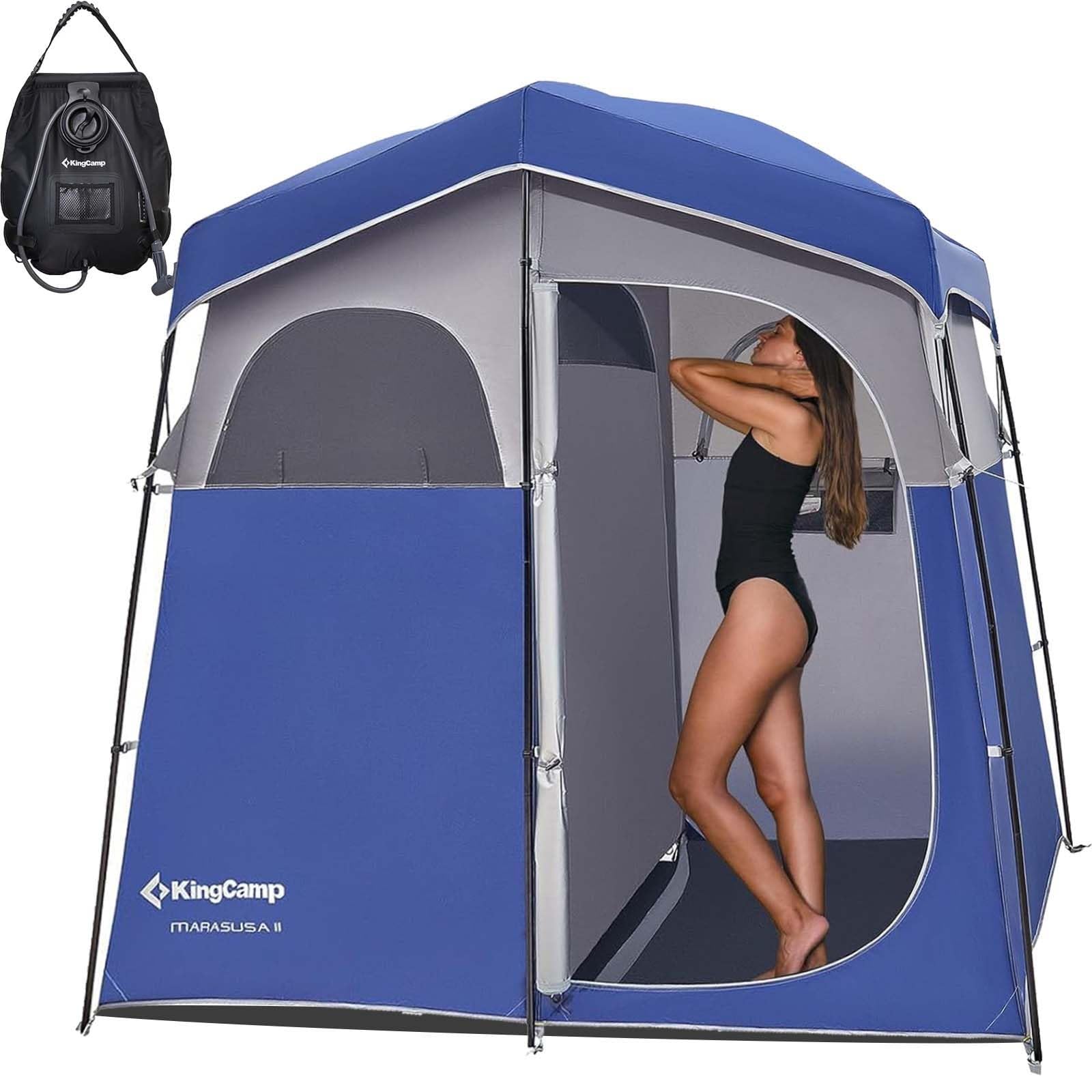 **KingCamp Oversized Portable Camping Shower Tent – Privacy Shelter for Outdoor Showers & Changing Room, Easy Setup with Shower Bag (1 or 2 Rooms) – Perfect for Camping, Hiking, Beach & RV Trips**