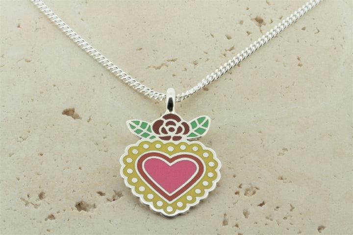 Multi-Color Enamel Flying Heart Pendant Necklace with 45cm Link Chain - Perfect for Valentine's Day Gifts & Everyday Fashion Jewelry