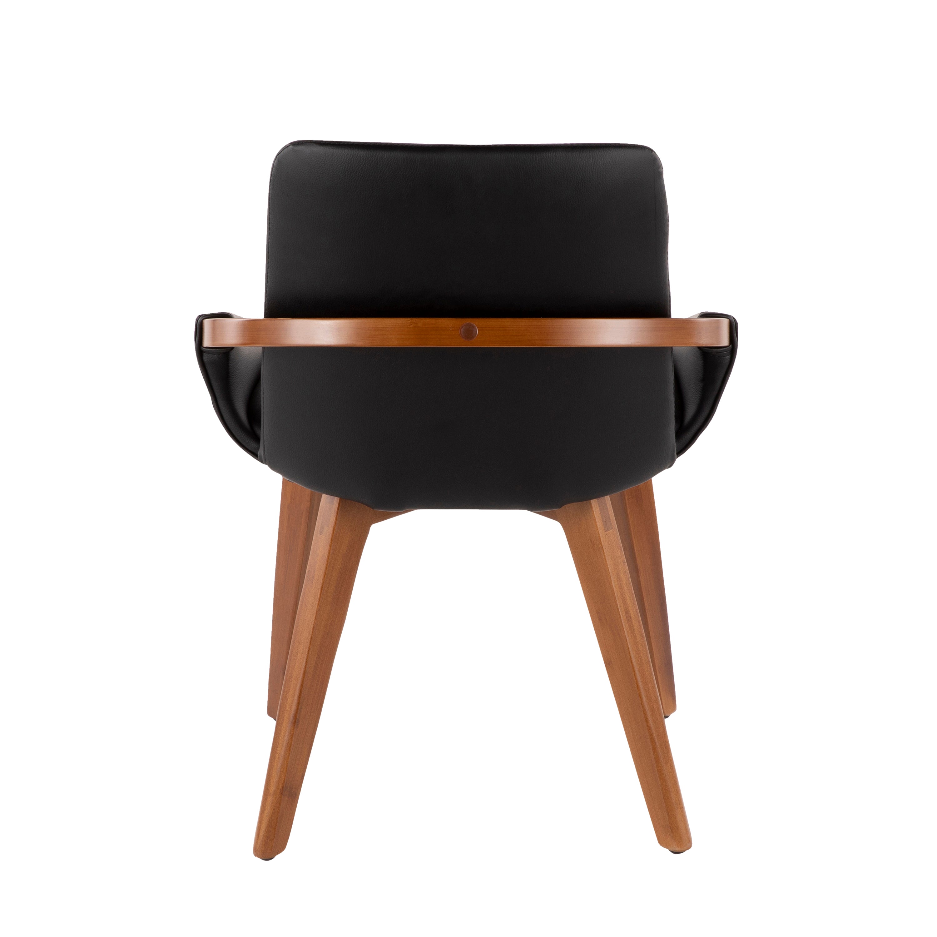LumiSource Cosmo Mid Century Modern Chair - Walnut Wood Frame with Black Faux Leather Upholstery - Perfect for Living Room, Office or Reading Nook