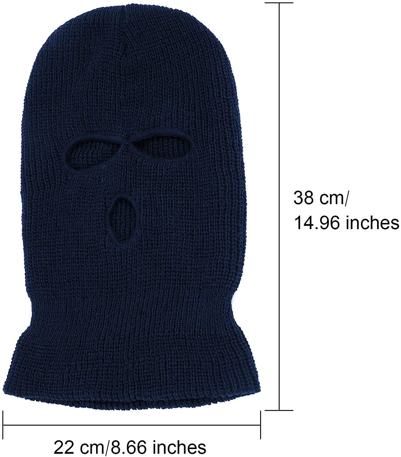 6-Piece 3-Hole Full Face Cover Ski Mask - Warm Knit Balaclava for Winter Sports, Snowboarding, Motorcycling & Outdoor Activities
