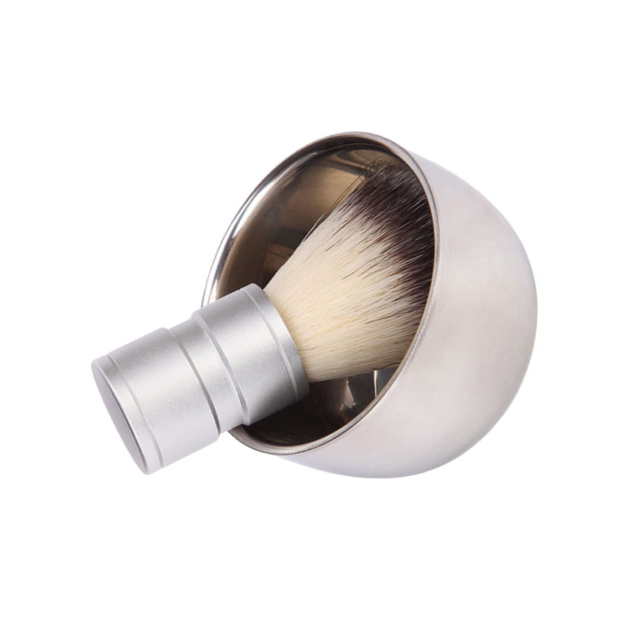 Premium FRCOLOR Men's Shaving Brush & Stainless Steel Bowl Set - Travel Beard Brush, Shaving Cream Applicator, Grooming Kit for Wet Shaving at Home or On The Go