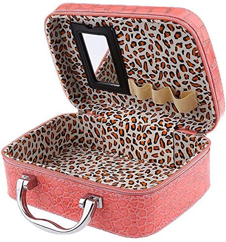 Multifunctional Travel Makeup Bag with Adjustable Dividers & Mirror - Perfect for Cosmetics, Brushes, Toiletries - Ideal for Travel, Gym, Daily Use (Multiple Colors)